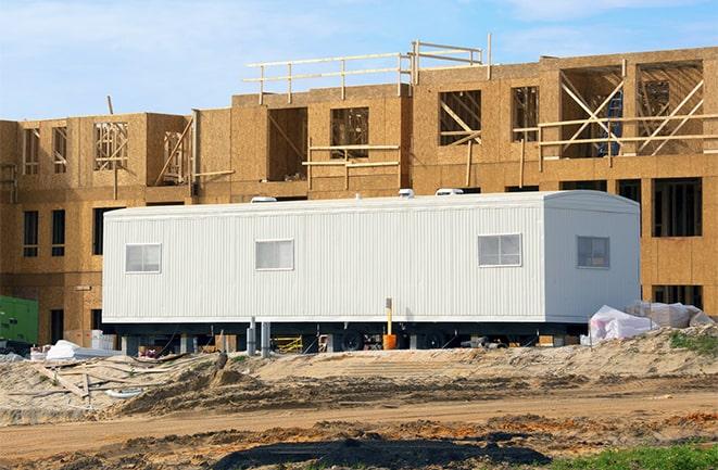 construction site with temporary office rentals in East Rancho Dominguez